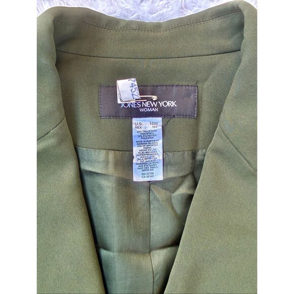 Jones New York SZ 16W Women’s Olive Green Single Button Blazer - Picture 3 of 9
